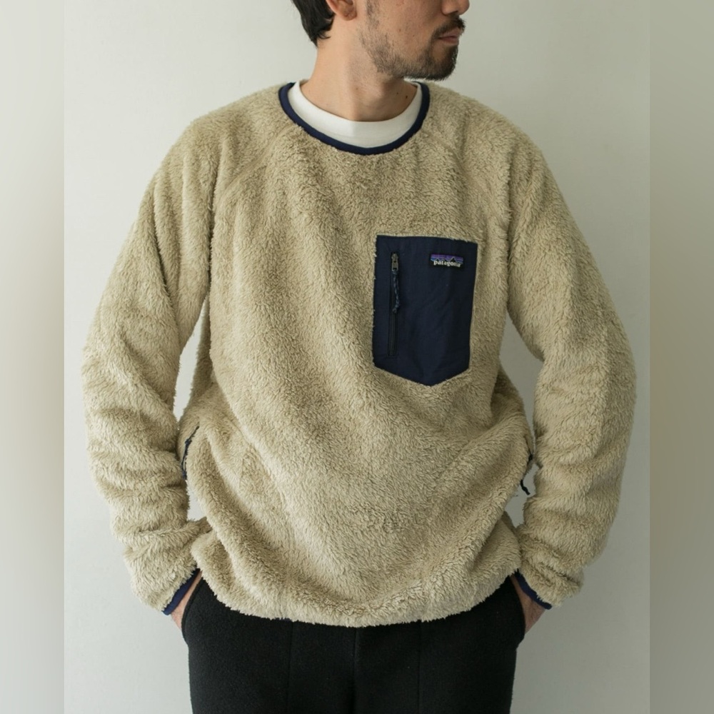 Patagonia Cream and Blue Crewneck Sweater